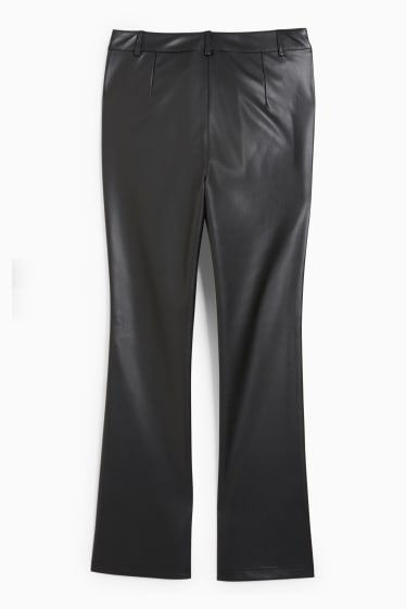 Dona - Pantalons - mid waist - bootcut fit - pell sintètica - negre