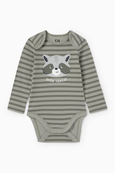 Bebés - Mapache - body para bebé - de rayas - verde