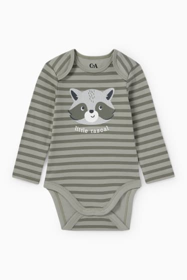 Baby Jungen - Waschbär - Baby-Body - gestreift - grün