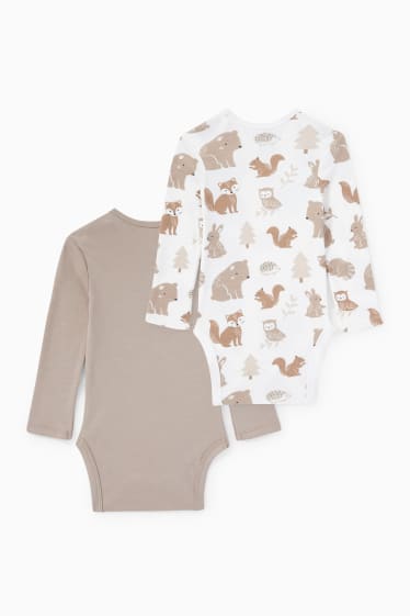 Unisexe - Lot de 2 - animaux de la forêt - body bébé - blanc crème