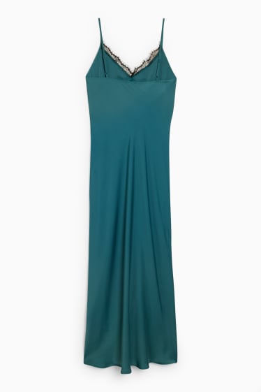 Women - Empire dress with lace - dark green