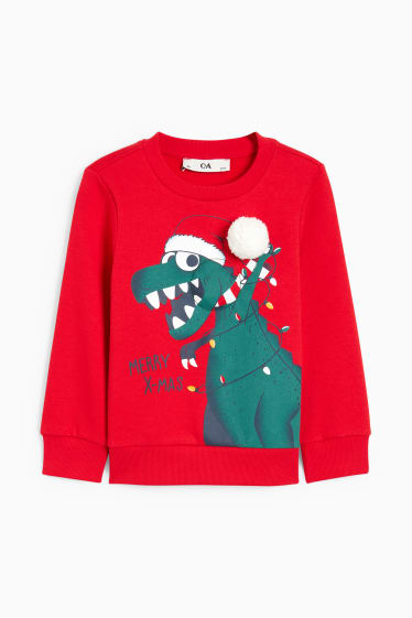 Kinderen: jongens - Dino - sweatshirt voor de kerst, met soundeffect - rood