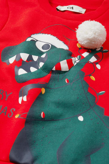 Kinderen: jongens - Dino - sweatshirt voor de kerst, met soundeffect - rood