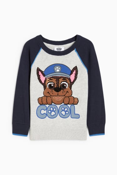 Kinder - PAW Patrol - Pullover - Glanz-Effekt - hellgrau-melange