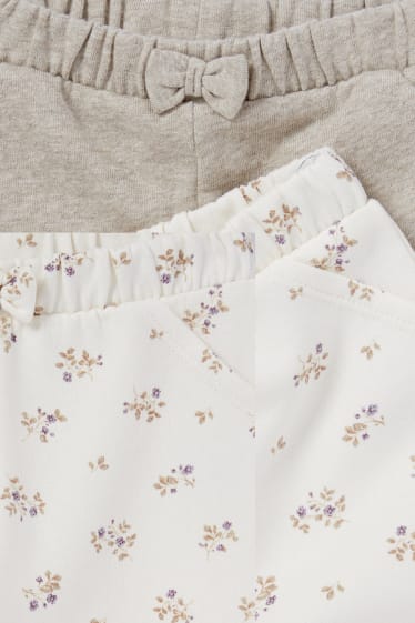Bébés - Lot de 2 - petites fleurs - pantalons de jogging bébé - pantalon doublé - beige