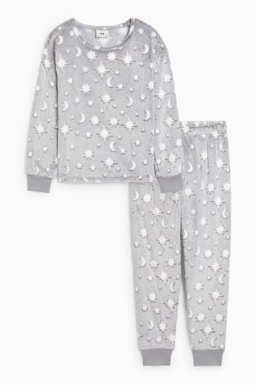 Enfants filles - Pyjama d’hiver - 2 pièces - à motif - gris