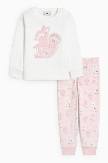 Enfants filles - Écureuil - pyjama d’hiver - 2 pièces - rose
