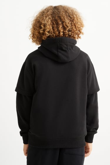 Kinderen: jongens - Hoodie - 2-in-1-look - zwart