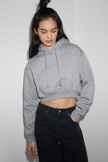 Teens & Twens - CLOCKHOUSE - Crop Hoodie - hellgrau-melange