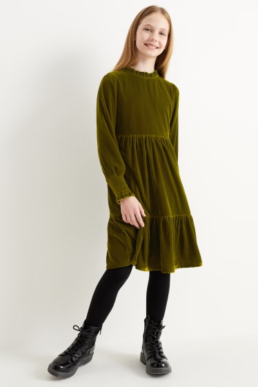 Enfants - Robe en velours - vert