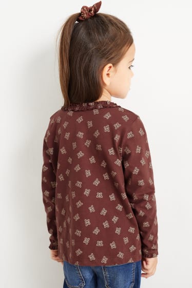 Niños - Set - camiseta de manga larga y coletero - 2 piezas - estampado - marrón