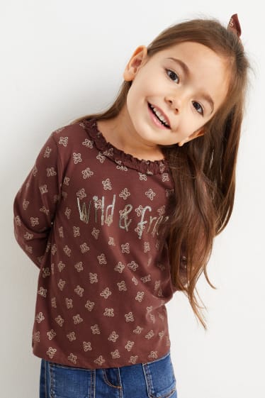 Bambine - Set - maglia a maniche lunghe ed elastico - 2 pezzi - con motivi - marrone