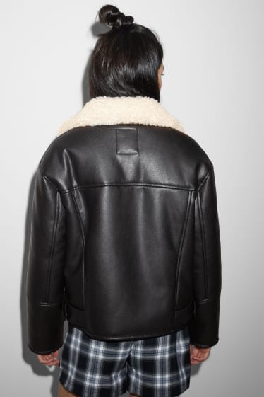 Joves - CLOCKHOUSE - jaqueta de doble faç sintètica - pell sintètica - negre