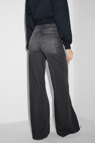 Jóvenes - CLOCKHOUSE - wide leg jeans - high waist - vaqueros - gris oscuro