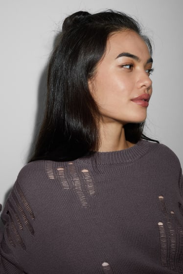 Damen - Pullover - dunkelgrau