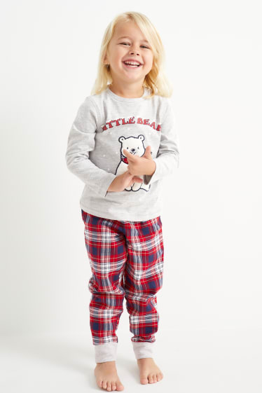 Unisex - Eisbär - Weihnachts-Pyjama - 2 teilig - hellgrau-melange