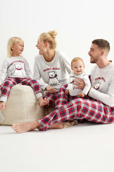 Unisex - Eisbär - Weihnachts-Pyjama - 2 teilig - hellgrau-melange