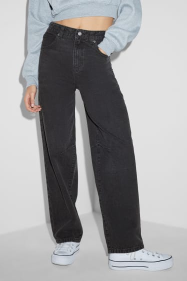 Dames - CLOCKHOUSE - relaxed jeans - mid waist - jeansdonkergrijs