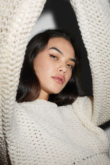 Damen - Crop Pullover - cremeweiss
