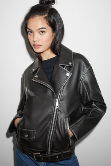 Women - CLOCKHOUSE - biker jacket - faux leather - black