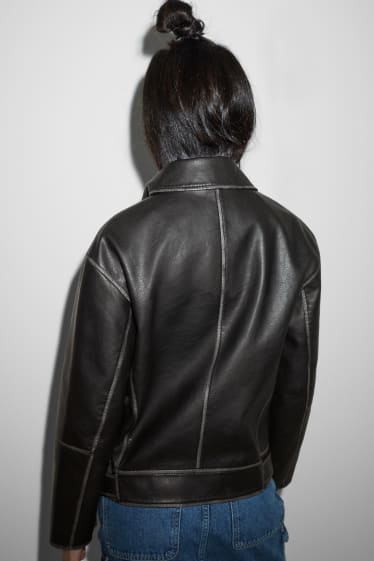 Dámské - CLOCKHOUSE - motorkářská bunda - imitace kůže - černá