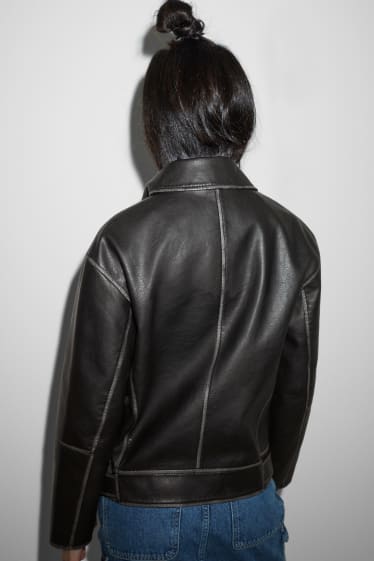 Women - CLOCKHOUSE - biker jacket - faux leather - black