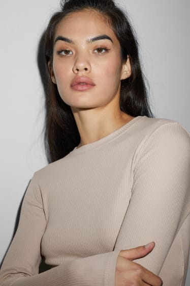 Dames - Korte longsleeve - beige