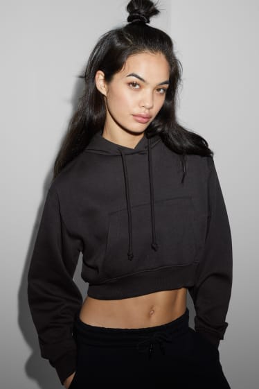 Damen - Crop Hoodie - schwarz