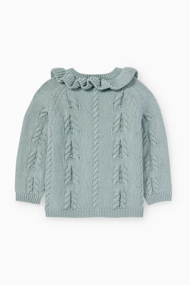 Babys - Baby-Strickjacke - Zopfmuster - hellblau