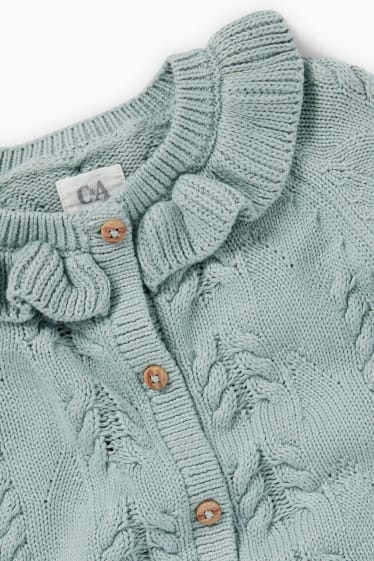 Babys - Baby-Strickjacke - Zopfmuster - hellblau