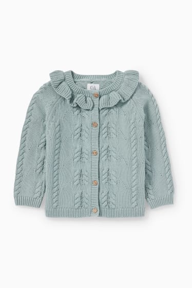 Babys - Baby-Strickjacke - Zopfmuster - hellblau