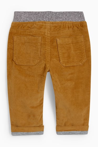 Bébés - Pantalon en velours côtelé pour bébé - pantalon doublé - marron clair