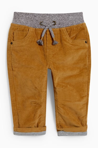 Bébés - Pantalon en velours côtelé pour bébé - pantalon doublé - marron clair