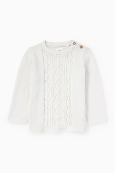 Bébés filles - Ensemble bébé - 2 pièces - motif tressé - blanc crème