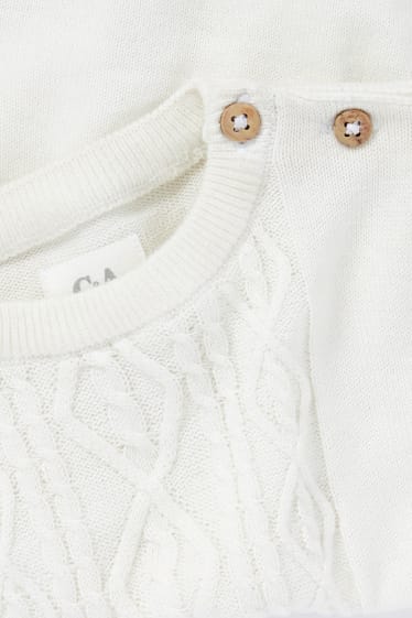 Bébés filles - Ensemble bébé - 2 pièces - motif tressé - blanc crème