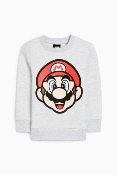 Dětské - Super Mario - mikina - světle šedá-žíhaná