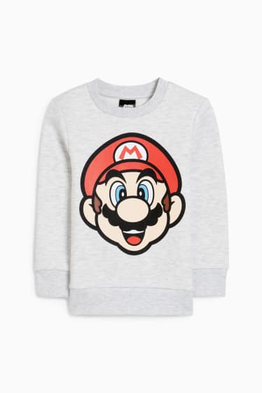 Kinderen: jongens - Super Mario - sweatshirt - licht grijs-mix