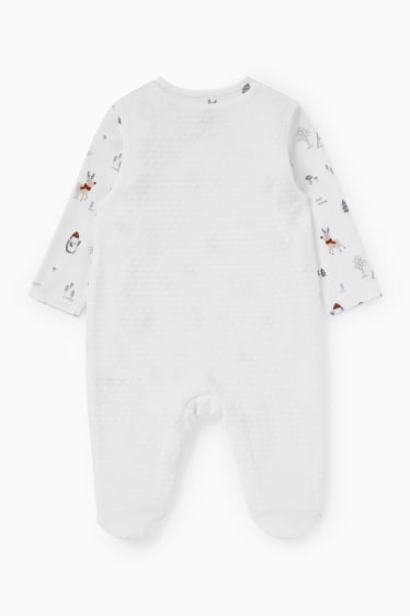 Unisex - Rudolf and penguin - Christmas romper set - 2 piece - white
