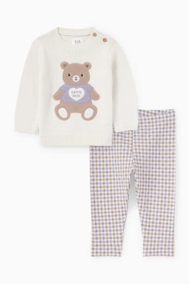 Babys - Bärchen - Baby-Outfit - 2 teilig - cremeweiss