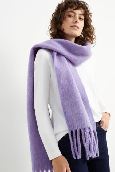 Women - Fringed scarf - light violet