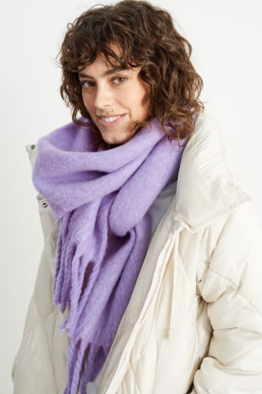 Women - Fringed scarf - light violet