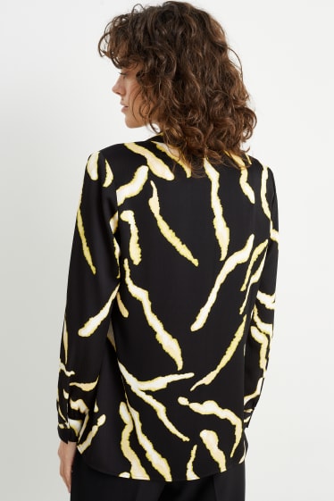 Women - Blouse - patterned - black