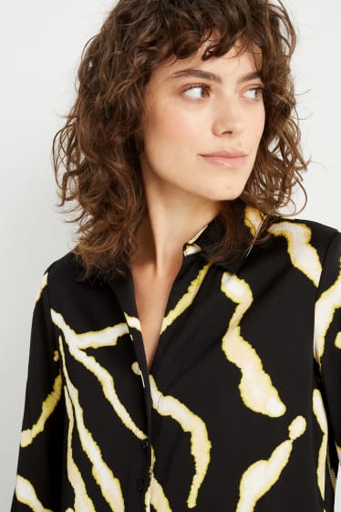 Women - Blouse - patterned - black