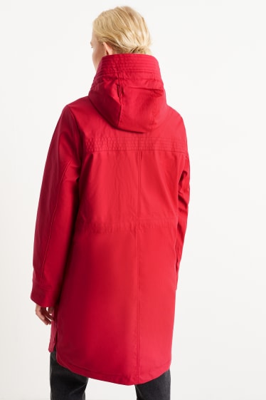 Women - Parka with hood - red