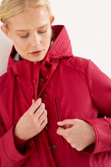 Women - Parka with hood - red
