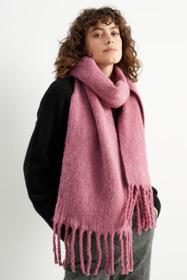 Women - Fringed scarf - bordeaux