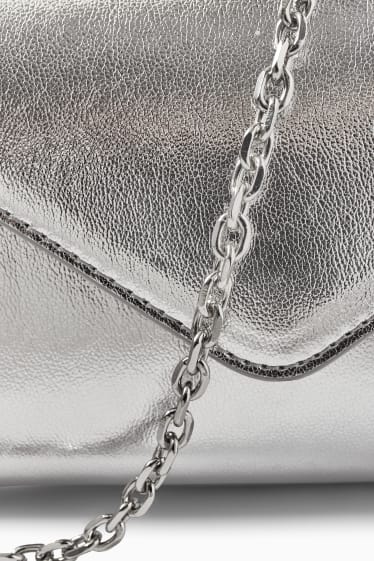 Dames - Schoudertas met afneembare riem - imitatieleer - zilver