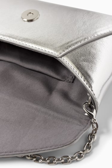 Dames - Schoudertas met afneembare riem - imitatieleer - zilver