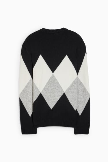 Herren - Pullover - kariert - schwarz