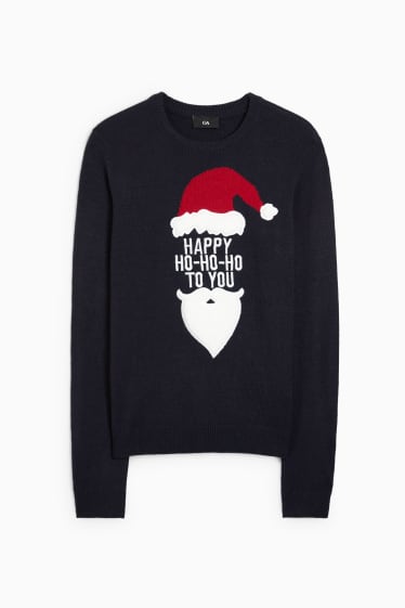 Men - Christmas jumper - Father Christmas - dark blue